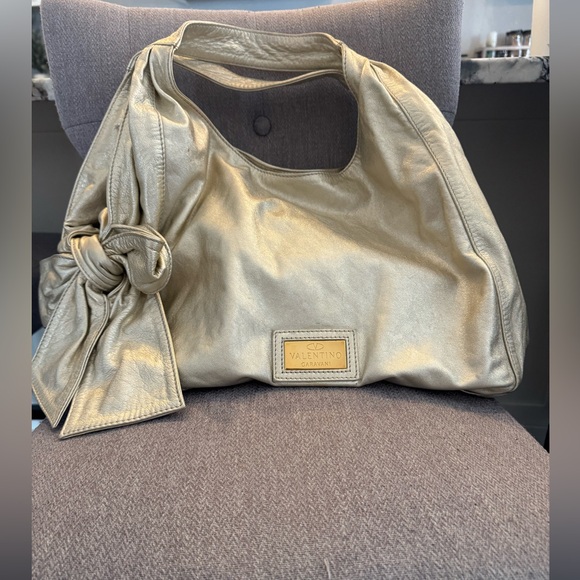 Valentino Accessories - Valentino Garavani Gold Metallic Leather Hobo Bag Y2K Vintage